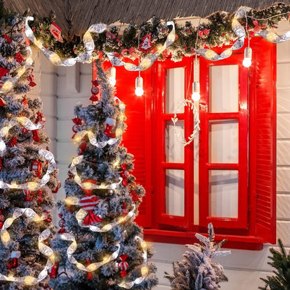 Minetom Christmas Tree Ribbon String Lights - 33ft 100 LED Battery Powered Fairy Lights with Timer
