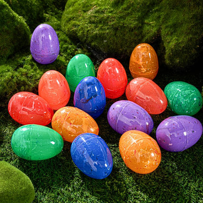 JOYIN 72 Pcs Plastic Iridescent Printed Bright Easter Eggs 3.15" Tall for Easter Hunt, Basket Stuffers Fillers, Classroom Prize Supplies, Filling Treats and Party Favor