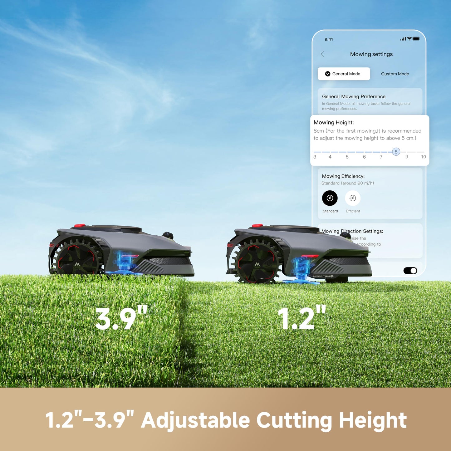 MOVA LiDAX Ultra 1000 Robot Lawn Mower Wire Free for 1/4 Acre, RTK-Free+360° 3D LiDAR+AI Vision Auto Mapping, Zero-Edge Cutting, Cutting Height 1.2"-3.9", 45% Slope, Up to 150 Managed Zones Dual Maps
