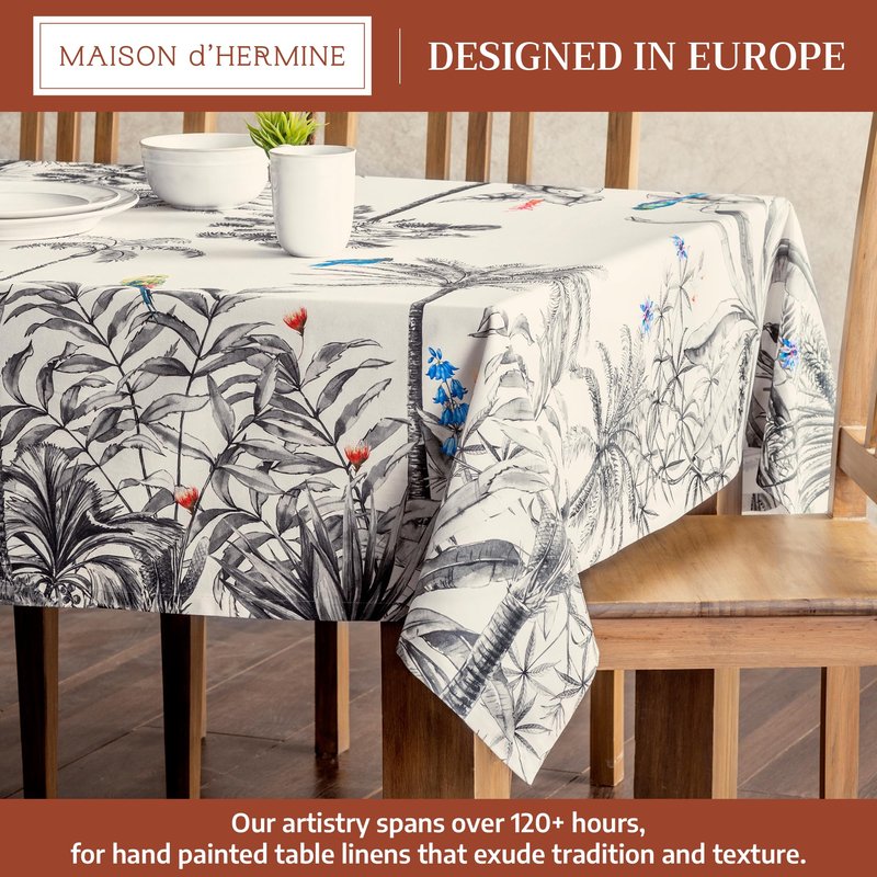 Maison d' Hermine Table Cloth Rectangle Table 100% Cotton 54 x 72 Inches Fall Tablecloth Reusable Everyday Use for Thanksgiving Christmas Decorations Dining Farmhouse Party (Amazonia)