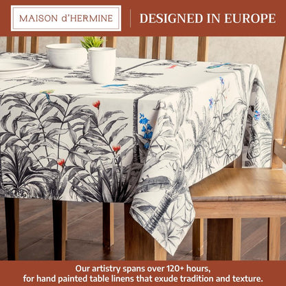 Maison d' Hermine Table Cloth Rectangle Table 100% Cotton 60 x 108 Inches Fall Tablecloth Reusable Everyday Use for Thanksgiving Christmas Decorations Dining Farmhouse Party (Amazonia)