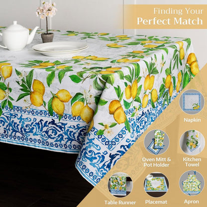 Maison d' Hermine Table Cloth Rectangle Table 100% Cotton 60 x 90 Inches Tablecloth Reusable Decorative for Dining Kitchen Room Farmhouse Home Gifts for Mothers Day Spring Summer - Cedrat
