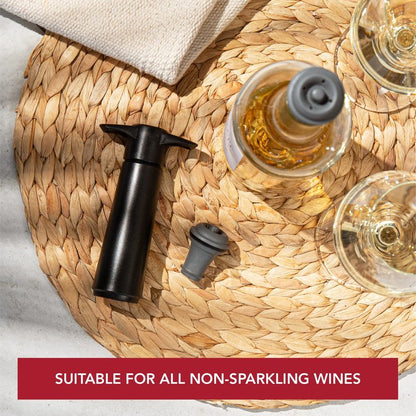 Vacu Vin Wine Saver Pump Pink with Vacuum Wine Stopper - Keep Your Wine Fresh for up to 10 Days - 1 Pump 2 Stoppers - Reusable - Made in the Netherlands