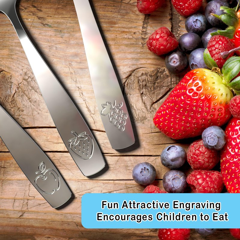 CHILLOUT LIFE Stainless Steel Kids Silverware Set 24 Pieces (2 Pack of 12) - Child and Toddler Safe Flatware - Kids Utensil Set - Metal Kids Cutlery Set (Includes 12 Small Kids Spoons & Kids 12 Forks)