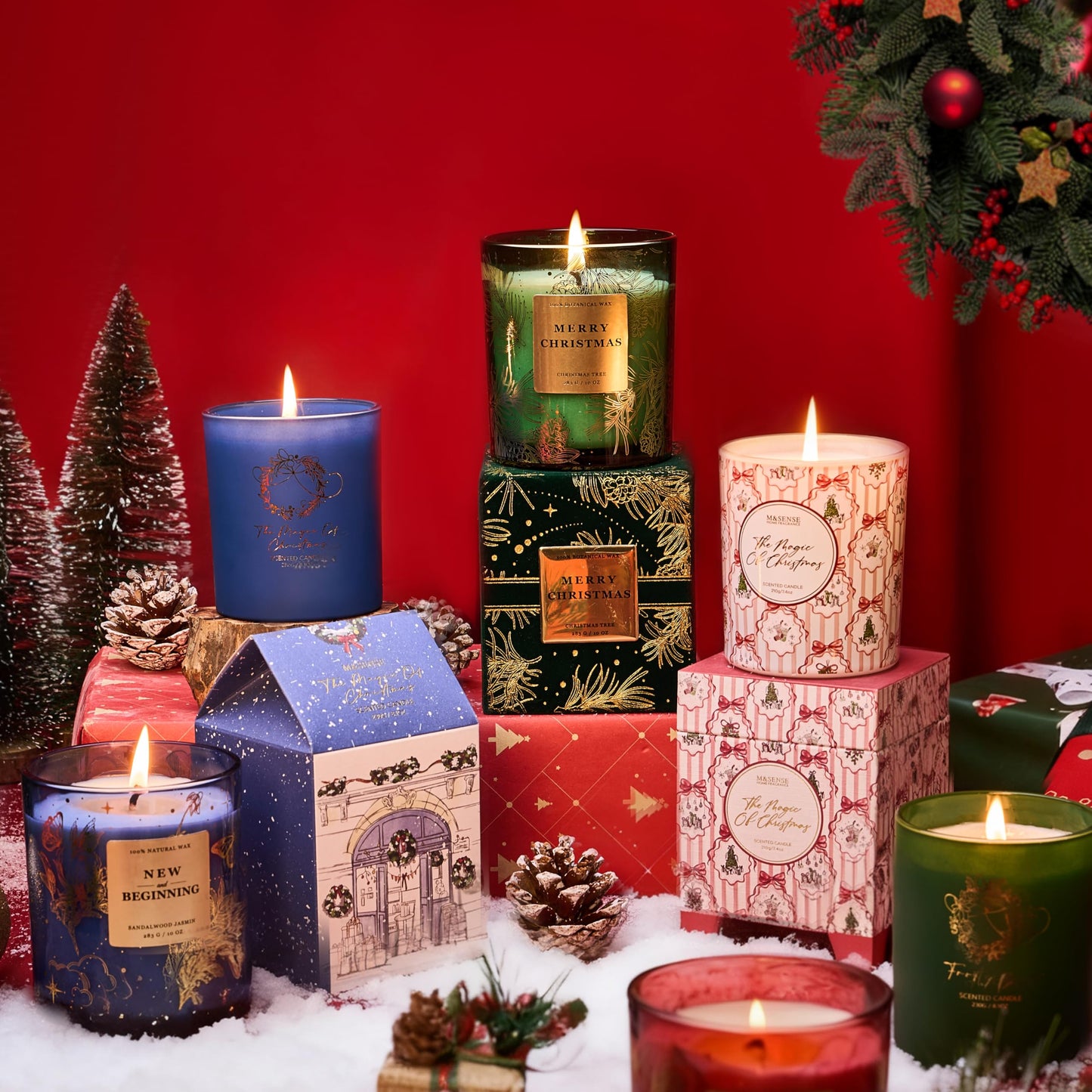 M&SENSE Christmas Holiday Candle - Authentic Gingerbread Scent, 7.4 oz Soy Wax,Winter Scented Candle Gift for Women and Teen Girls