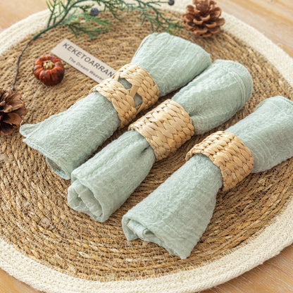Keketoarrange Cheesecloth Napkins 17x17 Inches Cloth Napkins Handmade Reusable Washable for Dinner Wedding Baby Bridal Shower Party Boho Decorations Bulk Set of 6 Sage Green