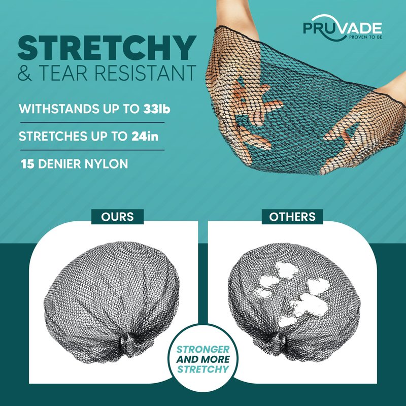 Pruvade - Nylon Hair Nets for Women & Men | 100 Pack | 24" Honeycomb Mesh Hair Net for Food Service, Medical & Industrial Use - Breathable & Sturdy for Bun Hair, Most Long & Short Hair - Latex Free