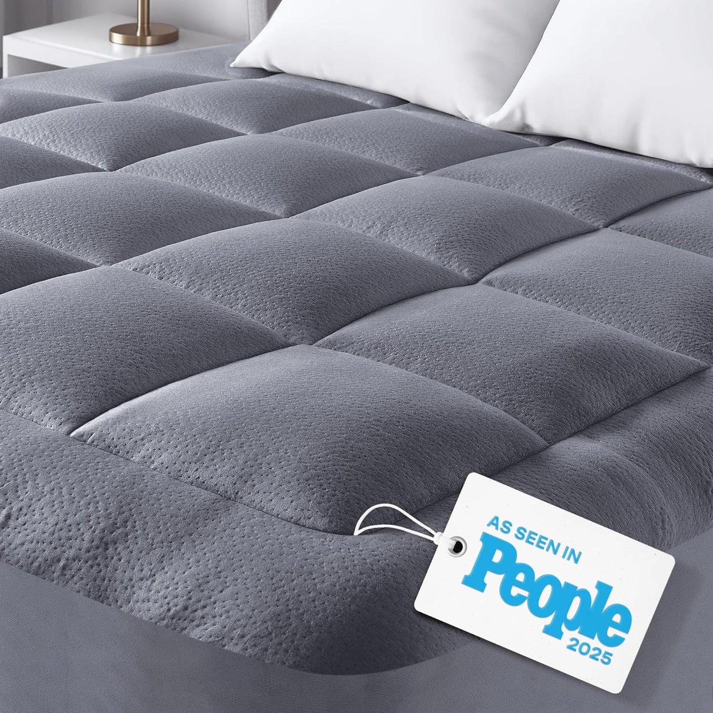Niagara Sleep Solution Ultra Soft Mattress Topper - Bamboo Viscose Pillow Top for Back Pain Relief | Queen Size, Gray