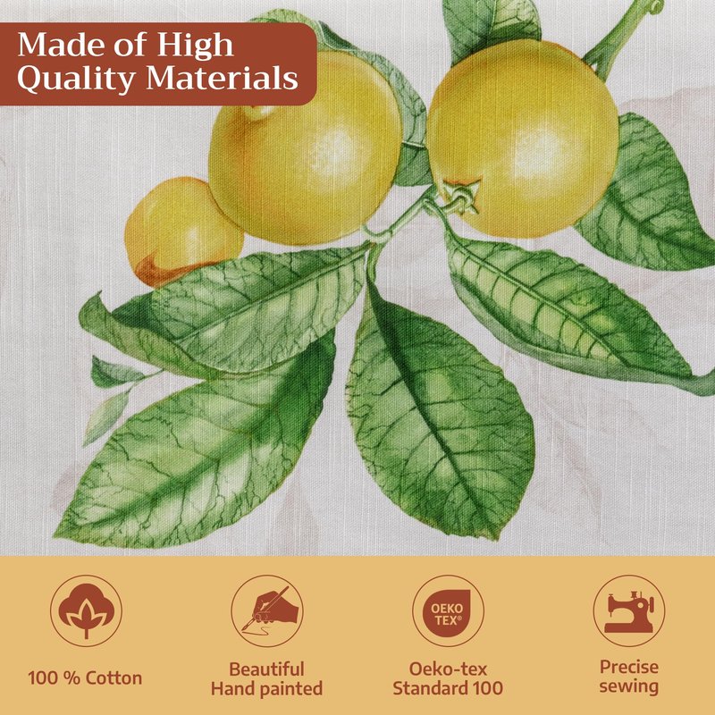 Maison d' Hermine Table Cloth Round Table 100% Cotton 63 Round Inches Tablecloth Reusable Decorative for Dining Kitchen Room Farmhouse Home Gifts for Mothers Day Spring Summer - Limoncello