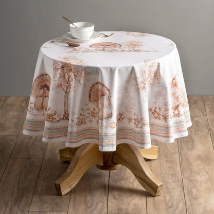 Maison d' Hermine Table Cloth Round Table 100% Cotton 63 Inches Fall Tablecloth Reusable Everyday Use for Thanksgiving Christmas Decorations Dining Farmhouse Party (Giving Thanks)