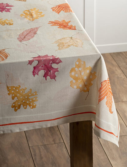 Maison d' Hermine Table Cloth Rectangle Table 100% Cotton 54 x 72 Inches Fall Tablecloth Reusable Everyday Use for Thanksgiving Christmas Decorations Dining Farmhouse Party (Colours of Autumn)
