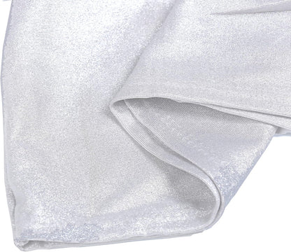 MDS Spandex Foil Chair Sashes - Universal Fit Elastic Stretch Bands with Buckle for Weddings | Metallic Silver - Pack of 10