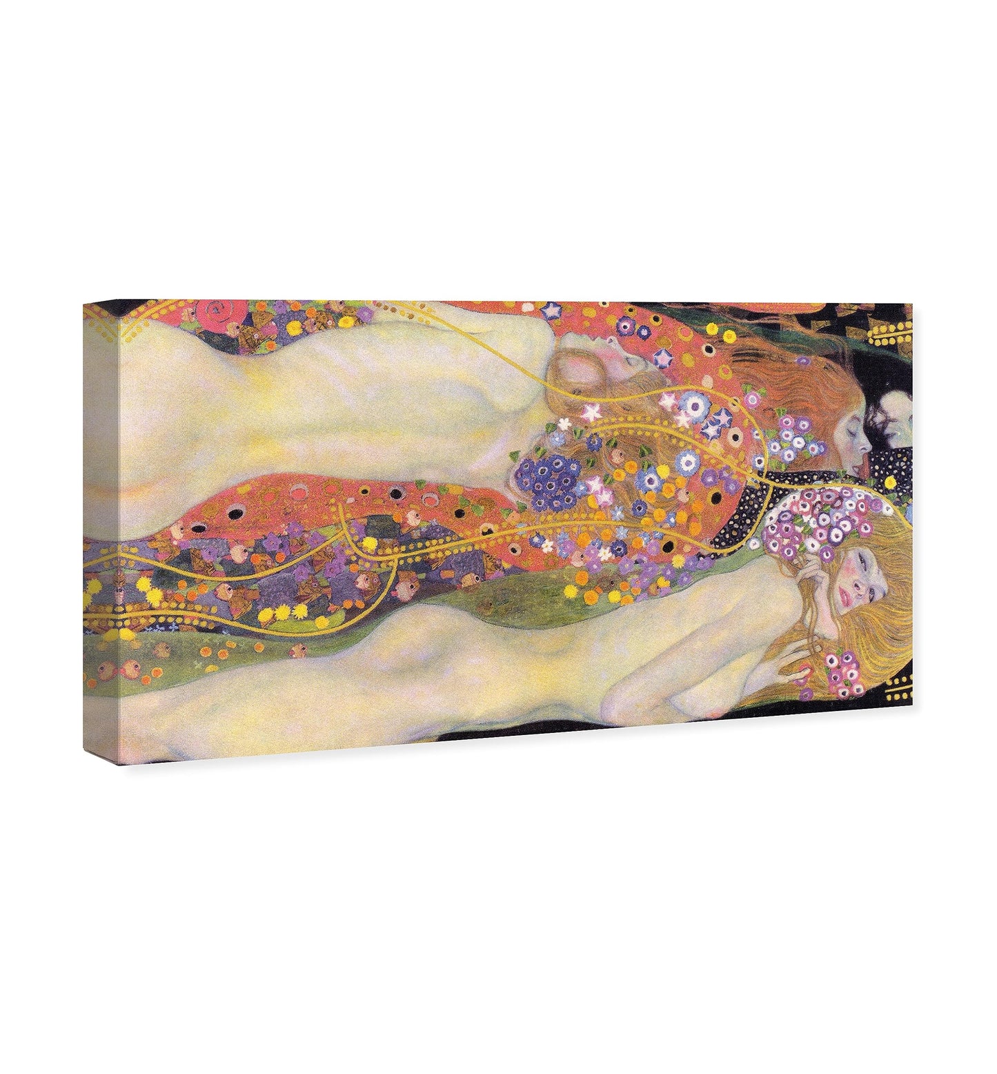 Wynwood Studio People and Portraits Traditional Wrapped Canvas Art - Gustav Klimt - Water Serpents II, Wall Art for Living Room, Bedroom, and Bathroom, 24 in x 16, Pink and Orange Home Decor