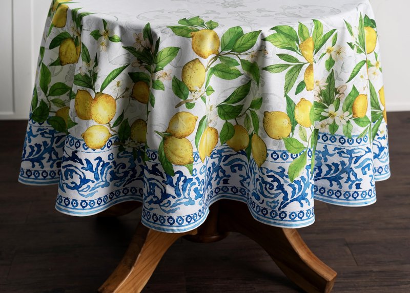 Maison d' Hermine Table Cloth Round Table 100% Cotton 63 Round Inches Tablecloth Reusable Decorative for Dining Kitchen Room Farmhouse Home Gifts for Mothers Day Spring Summer - Cedrat