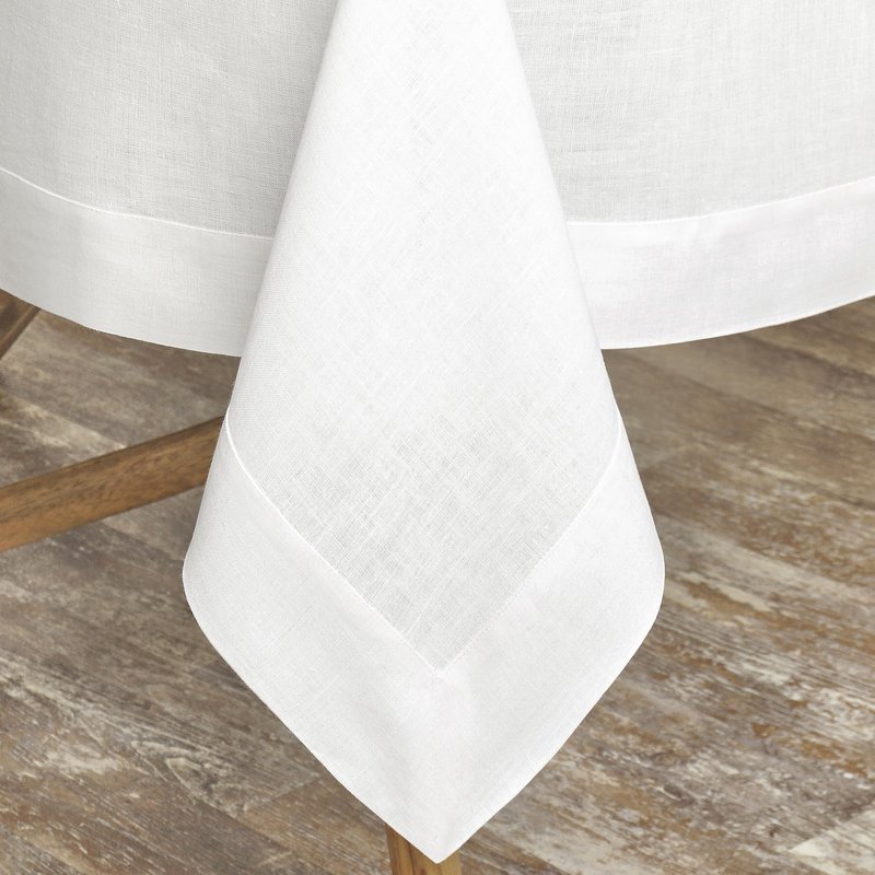 D'Moksha Homes White Linen Tablecloth 60 x 156 Inch - 100% Pure Linen Tablecloth for Rectangle Tables - Machine Washable Table Cloth for Mothers Day, Spring