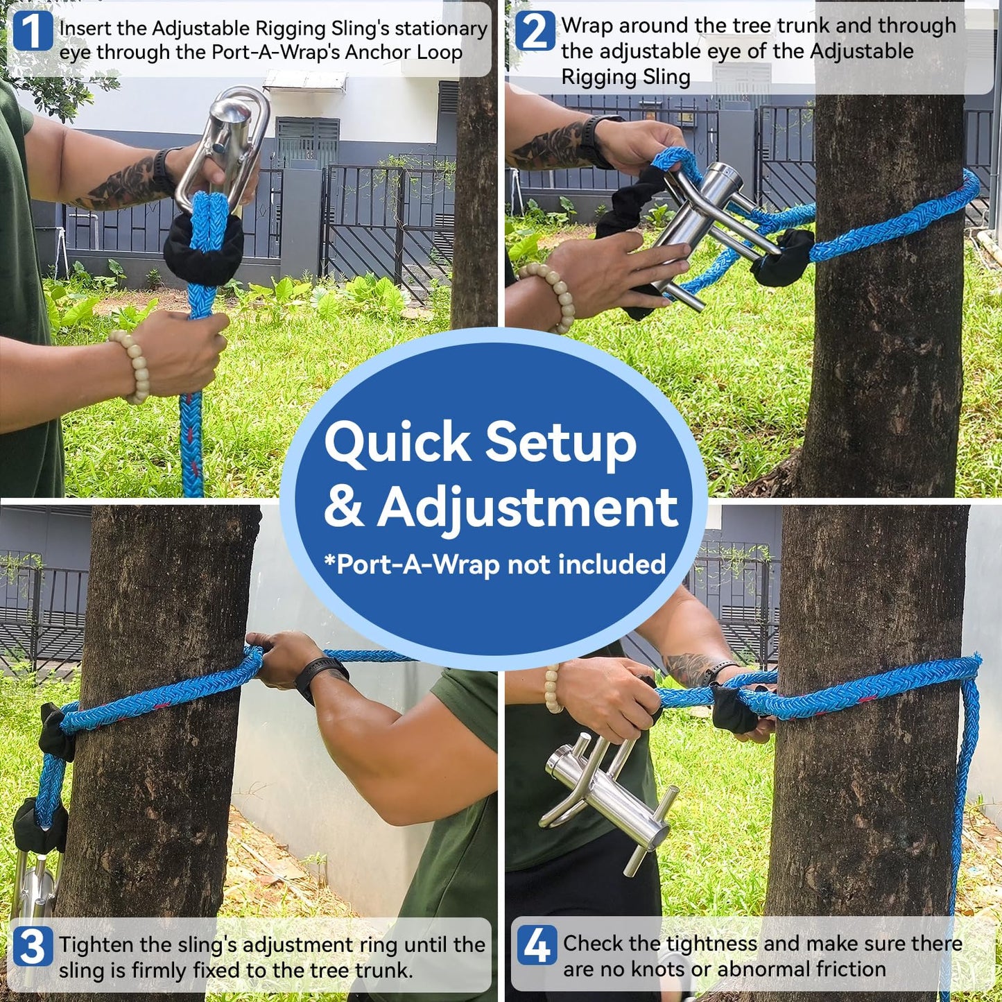 Feiyagoo Port A Wrap Whoopie Sling Kit, Medium Size for Tree Work, 7,000lb Breaking Strength, 10:1 Work Load Ratio at 2000lbs, Arborist Tree Rigging Equipment