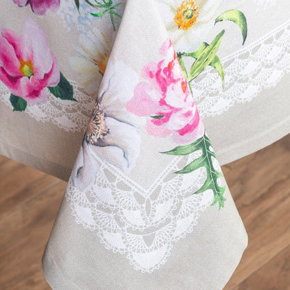 Maison d' Hermine Table Cloth Rectangle Table 100% Cotton 60 x 120 Inches Tablecloth Reusable Decorative for Dining Kitchen Room Farmhouse Home Gifts for Mothers Day Spring Summer - Pivoine