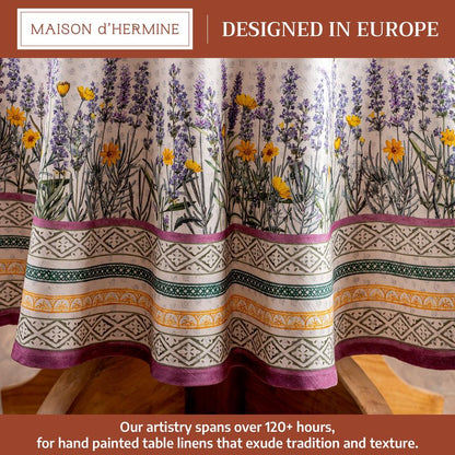 Maison d' Hermine Table Cloth Round Table 100% Cotton 69 Round Inches Tablecloth Reusable Decorative for Dining Kitchen Room Farmhouse Home Gifts for Mothers Day Spring Summer - Fanny Lavender