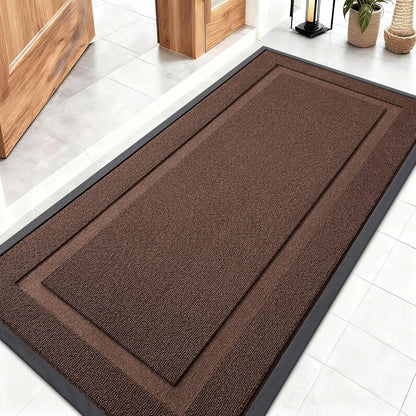 OLANLY Waterproof All-Season Front Door Mat - Sturdy Natural Rubber | Easy Clean, 47x23, Chocolate Brown