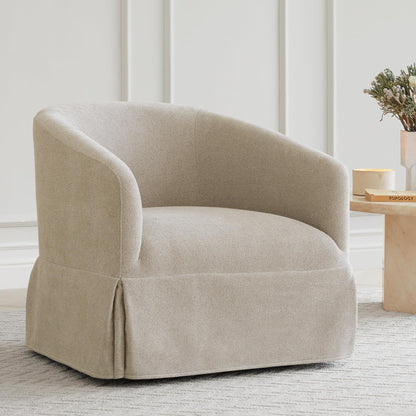 Swivel Accent Chair, 360 Degree Performance Fabric Armchair Modern Barrel Chairs Armchair for Living Room Bedroom Home and Office,Taupe