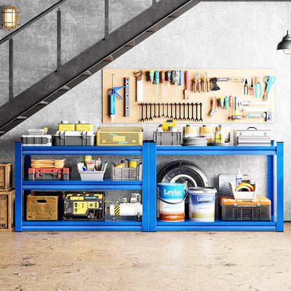 Rufokisa Garage Shelving Heavy Duty，Large Loads Adjustable Garage Storage Shelves, Metal Storage Racks and Shelving Units, Utility Rack Shelves,48”W x 18”D x 39”H,Blue