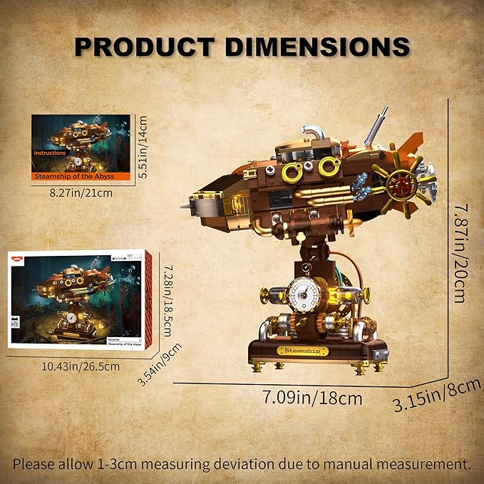 Building Toys Set Deep Sea Steamship Buildings Blocks for Adults Teens 14+ Creative Model Building Kits Birthday Home Office Decoration 740PCS