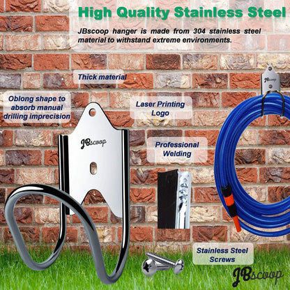 JBscoop Garden Hose Holder, Garden Hose Hanger Wall Mount for Water Hose, Extension Cords, Air Compressor Hose, Heavy Duty & Rust Proof Set of 1