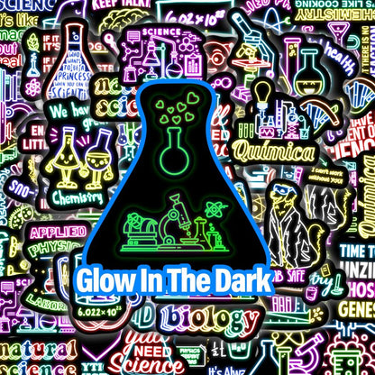 50 Pcs Cool Neon Travel Scenic Water Bottle Stickers for Kids, Glow in The Dark Vinyl Waterproof Laptop Decals for Adults, Phone Case Guitar Luggage Laptop Skateboard Decor