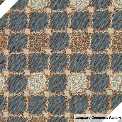 Loom and Mill Elegant Chenille Placemats Set of 4, Chic Checkered Pattern Jacquard Table Place Mats for Dining Table Kitchen Decor, Double Layer Dining Table Mats (Blue-Grey+Khaki+Beige, 12x18 inch)