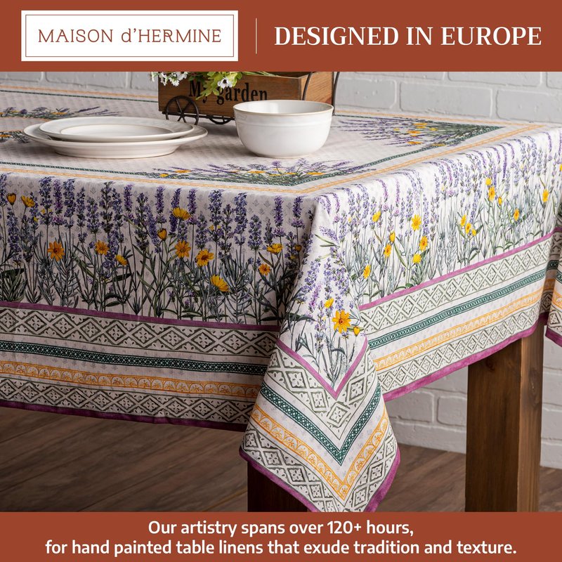 Maison d' Hermine Table Cloth Square Table 100% Cotton 54 x 54 Inches Tablecloth Reusable Decorative for Dining Kitchen Room Farmhouse Home Gifts for Mothers Day Spring Summer - Fanny Lavender
