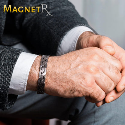 MagnetRX® Copper Magnetic Bracelets – Effective Pure Copper Bracelet for Men and Women – Copper Cuff Adjustable Bracelet Bangles (Twisted Brushed Silver)