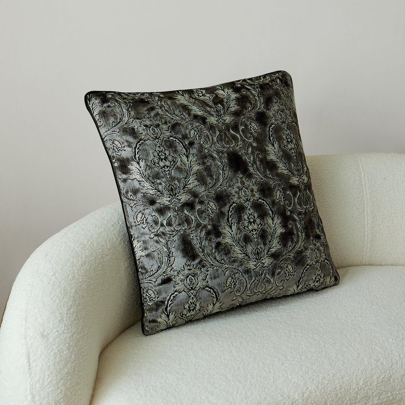 Damask Throw Pillow Covers Cases Soft Cut Velvet Design Pillow Cover Elegant Luxurious Gray Decorative Cushion Covers for Living Room Couch Bed Sofa Chair Home Decor Decorations 24x24inch 1piece