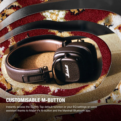 Marshall Major V On-Ear Wireless Bluetooth Headphones - Brown