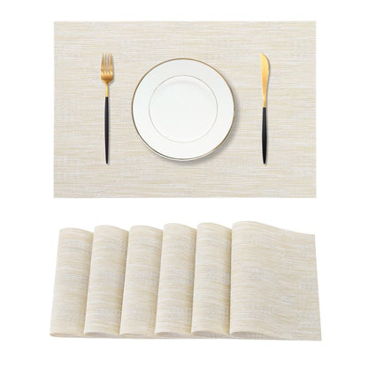 Leetaltree Wheat Placemats Set of 6 - Heat Resistant Non-Slip Place mats for Dining Table, Washable Durable PVC Vinyl Woven Table Mats（Wheat, 6）