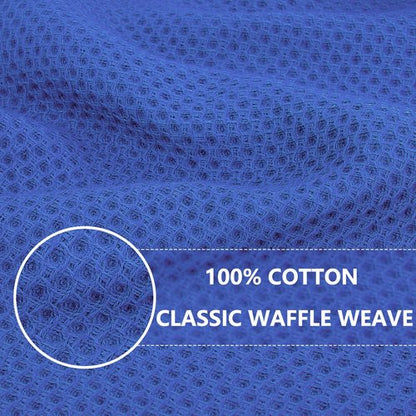 Homaxy 100% Cotton Waffle Weave Kitchen Dish Towels, Ultra Soft Absorbent Quick Drying Cleaning Towel, 13 x 28 Inches, 4-Pack, Blueberry