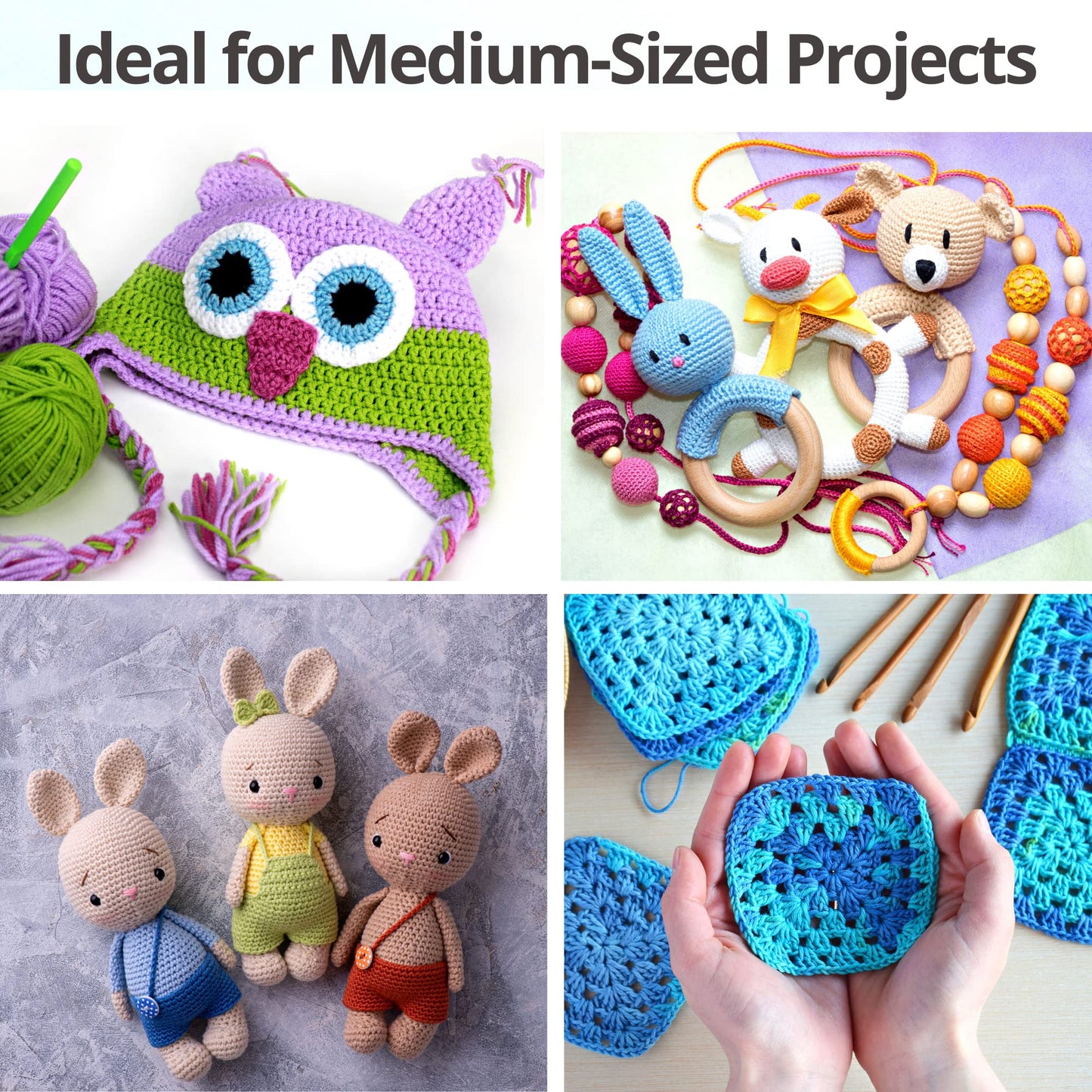 Piccassio Crochet Kit for Beginners – Complete Starter Set for Adults & Teens with 20 Yarn Colors, Hooks, Book & Organizer Bag – Learn to Make Amigurumi, Plushies & Handmade Gifts