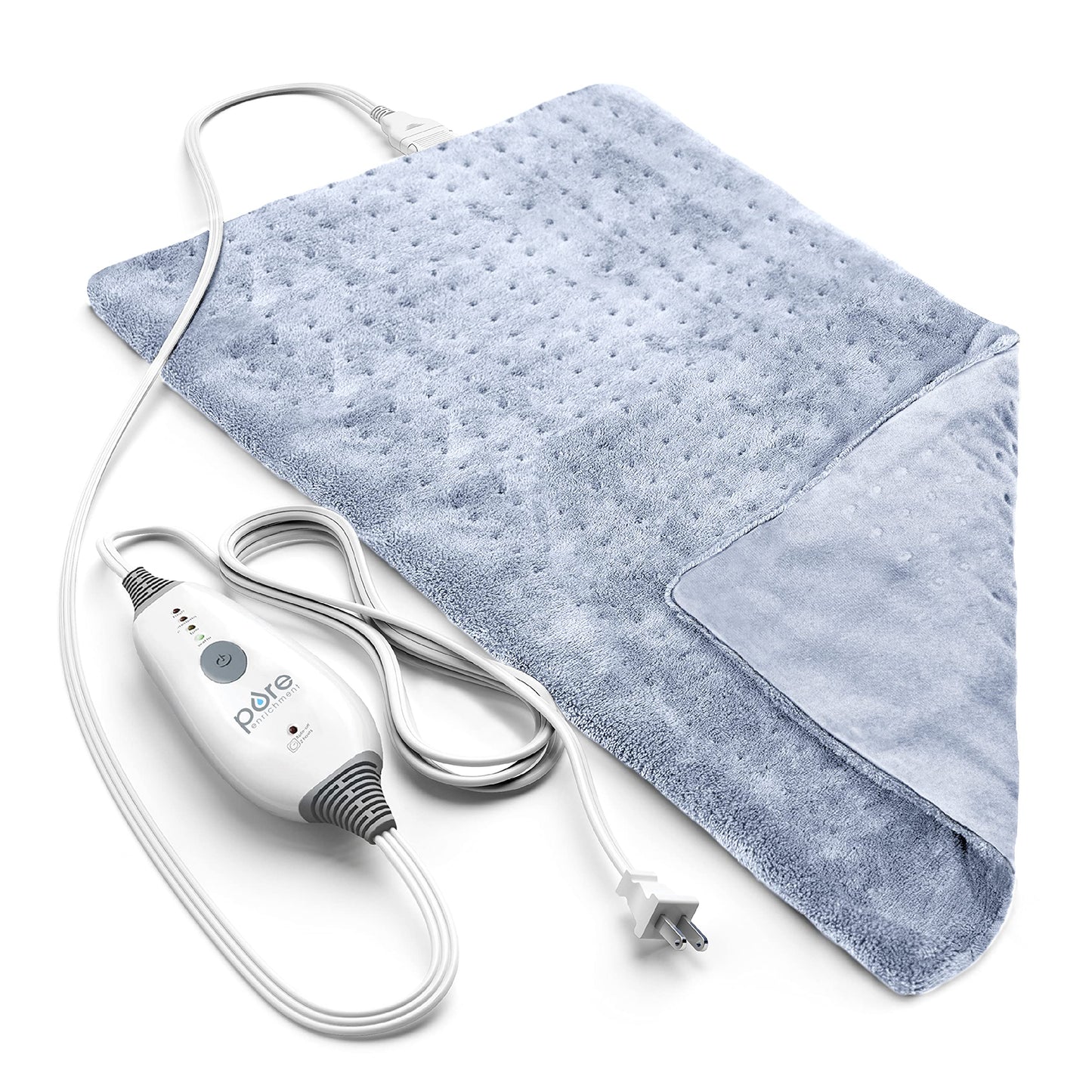 Pure Enrichment PureRelief Deluxe Heating Pad (12" x 24"), Full Body Therapy Pad with 4 InstaHeat Settings, Soft Machine-Washable Microplush Fabric and 2-Hour Auto Safety Shut-Off (Sea Glass)