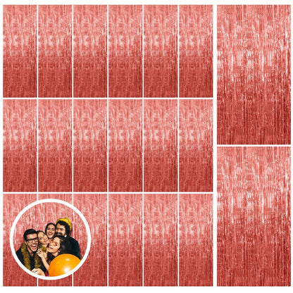 20 Pack Rose Gold Fringe Curtain Backdrop Birthday Bachelorette Party Decorations Metallic Tinsel Streamers Foil Backdrop Christmas Graduation Wedding New Year Party Decorations