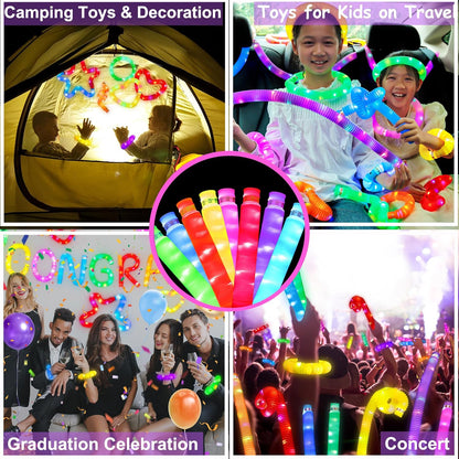 UrChoice Glow Sticks - 8PCS LED Pop Tubes for Parties | Glow Necklaces & Bracelets for Camping Fun