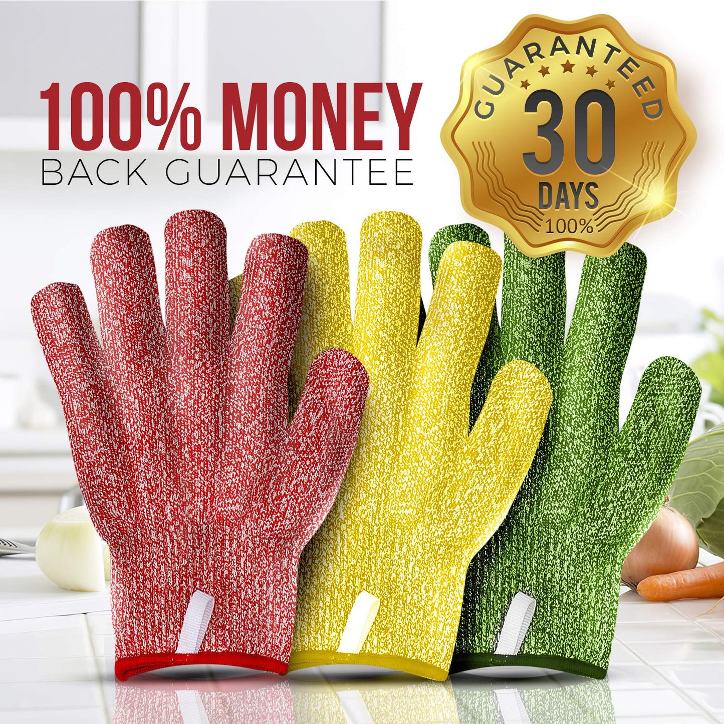 TruChef Premium Cut Resistant Adult Gloves Food Grade - Level 5 Anti-Cut Protection for Meat, Veggies & Wood Carving - Durable, Breathable, Machine Washable - Kitchen Knife Proof Safety Gloves
