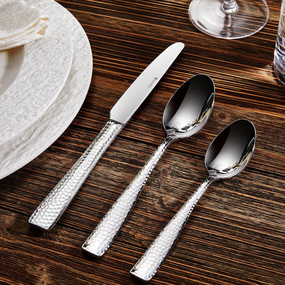 KEAWELL Premium 4-Piece Louis Hammered Spoons Set, 18/10 Stainless Steel, Set of 4, Fine Spoon Set with Squared Edge, Dishwasher Safe (7.6" Dinner Spoon)