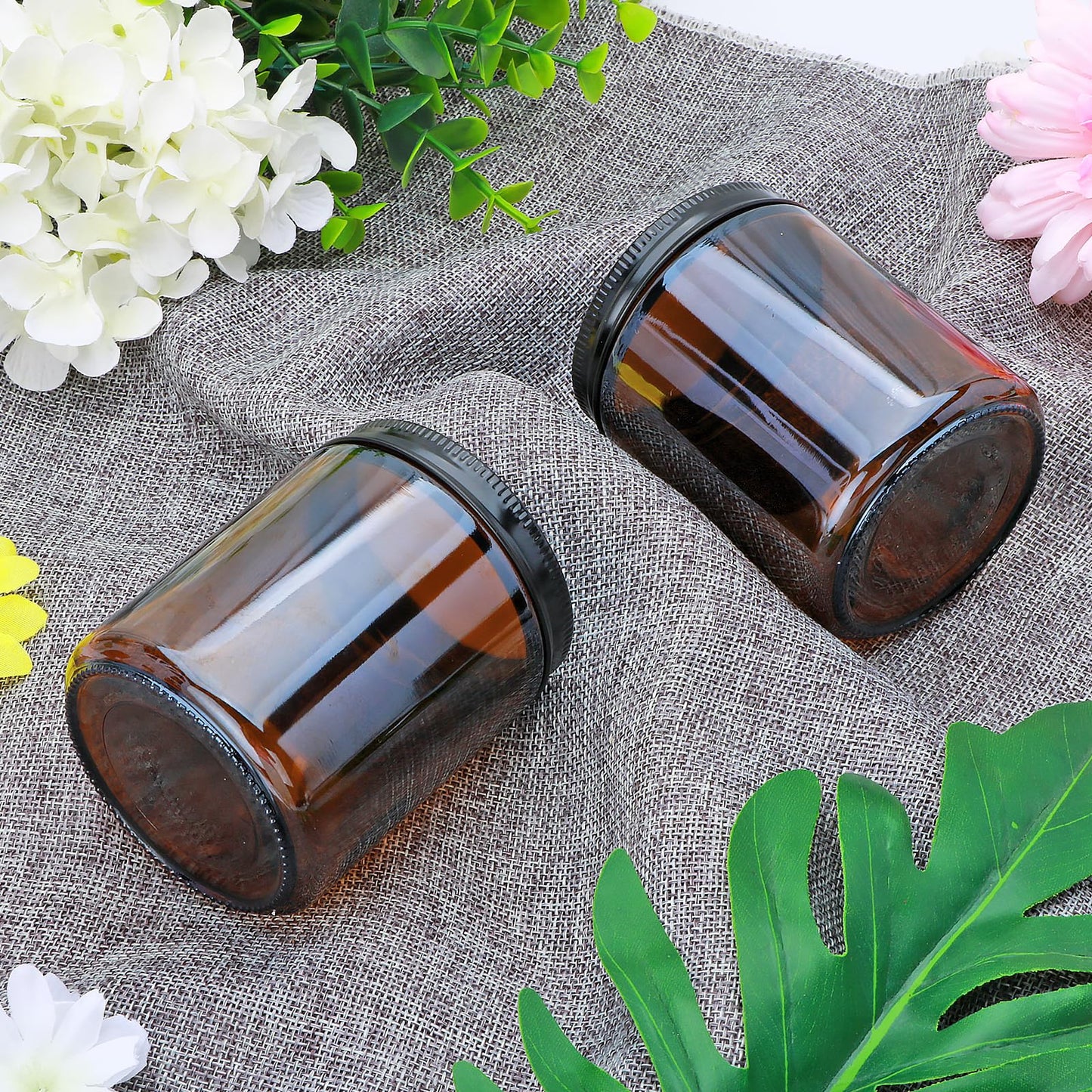 Salzesfalls 16 Pack Dark Amber Candle Jars for Making Candles,8 oz Glass Jars with Lids,Candle Jars with 16 Metal lids,Canning Jars For Candles,Spice,Powder,Liquid,Sample