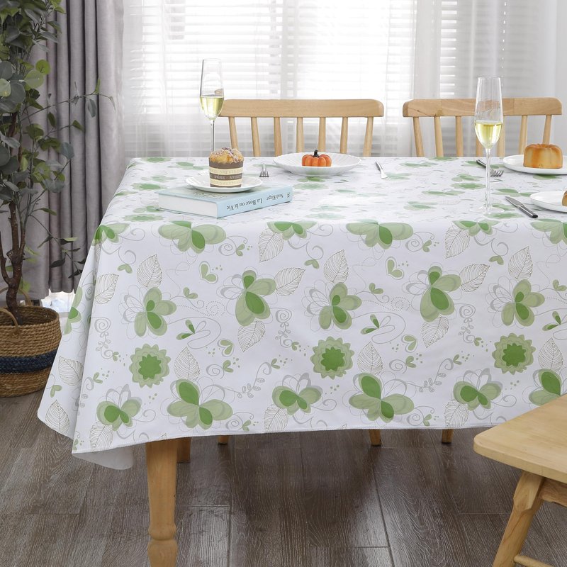 Heavy Duty Vinyl Tablecloth with Flannel Backing Waterproof Oil-Proof Plastic Table Cloth Stain-Resistant Wipeable Rectangle or Square Table Cover for Indoor and Outdoor (Floral and Leaf,60x84 Inch)