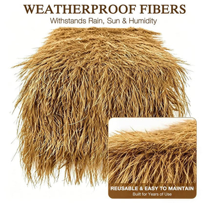 XLX TURF Fake Thatch Hay Table Runner 144 Inches Tiki Bar Western Cowboy Hawaiian Party Decorations - Realistic Artificial Straw Grass for Farm Wild One Birthday Table Centerpieces, DIY Crafts