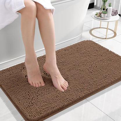OLANLY Large Bath Rugs - Extra Soft Chenille, Quick Dry & Absorbent | 59x35 Mocha, Machine Washable
