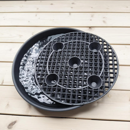 Skiennix Plant Saucer Stand - 14-Inch Elevated Self-Watering Tray | 4-Pack for Indoor/Outdoor Use