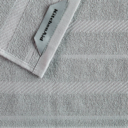 KitchenAid Albany Dishcloth 8 Pack Set, Matte Grey/White, 12"x12"