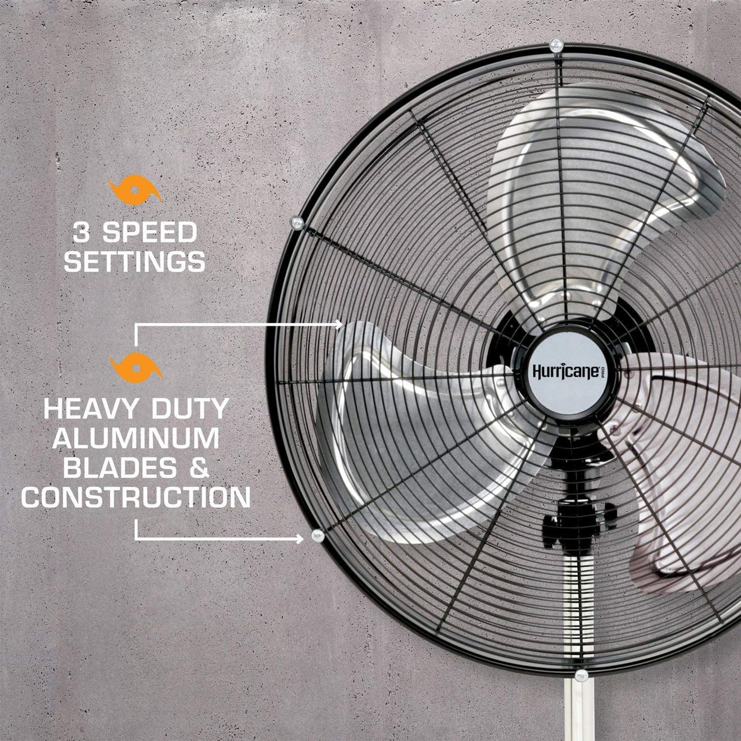 Hurricane Pro High-Velocity Oscillating Metal Stand Fan w/ 3-Speed Setting, 20" - Heavy-Duty Cooling Pedestal Unit w/ 4500 CFM, Adjustable Tilt & Height for Home, Garage, Gym & Workshop