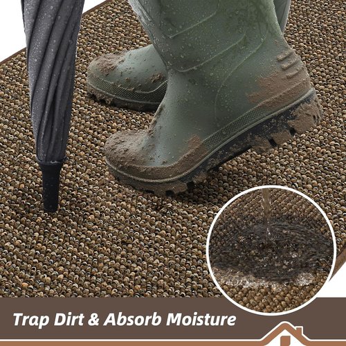 BEQHAUSE Dirt Trapper Door Mat - Non-Slip, Washable, Dirt Resistant | 24" x 60", Brown Entryway Mat
