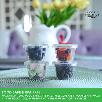 Galashield Small Plastic Containers with Lids, 2.5 oz, 100 Sets